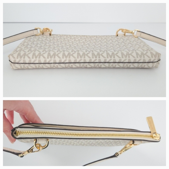 Michael Kors Cream White Pebble Coated Leather Jet Set Crossbody Handbag w COA - Picture 6 of 9